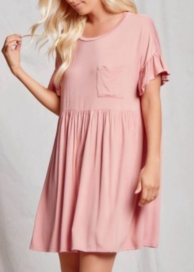 Dropped Shoulder Pocket Short Dress