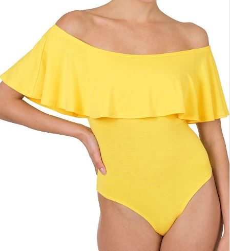 Ruffle Off The Shoulder Body Suit