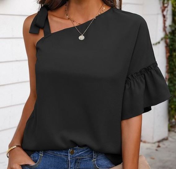 Cold Shoulder Tie Strap Top