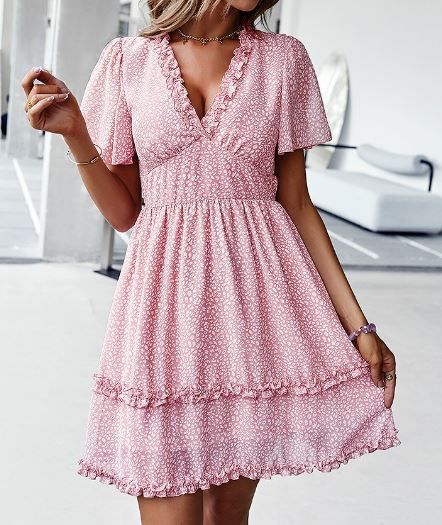 Baby Doll Ruffled Short Sleeve Dress