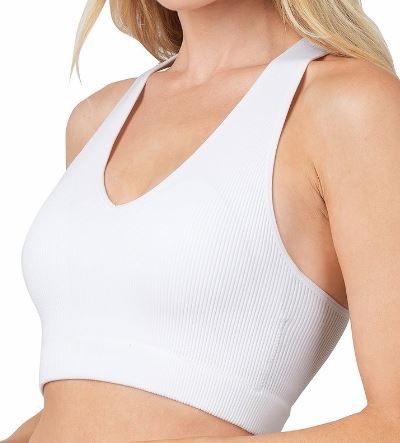 Solid Ribbed V-Neck Cropped Tank Top