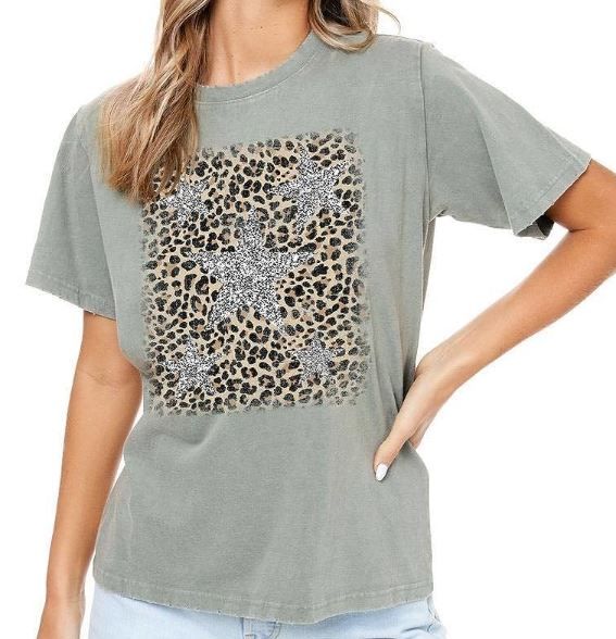 Glitter Stars Leopard Tee
