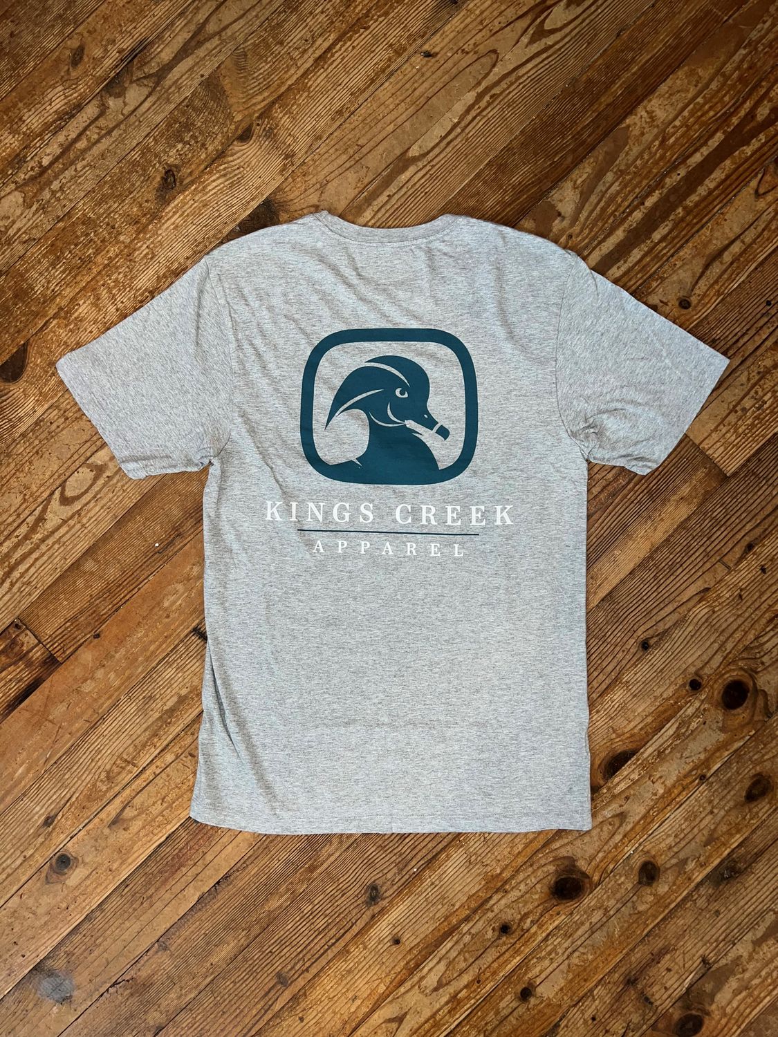 Kings Creek Heather Grey Teal Logo Tee