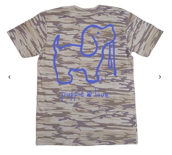 Puppie Love Grey Camo Logo Pup Tee