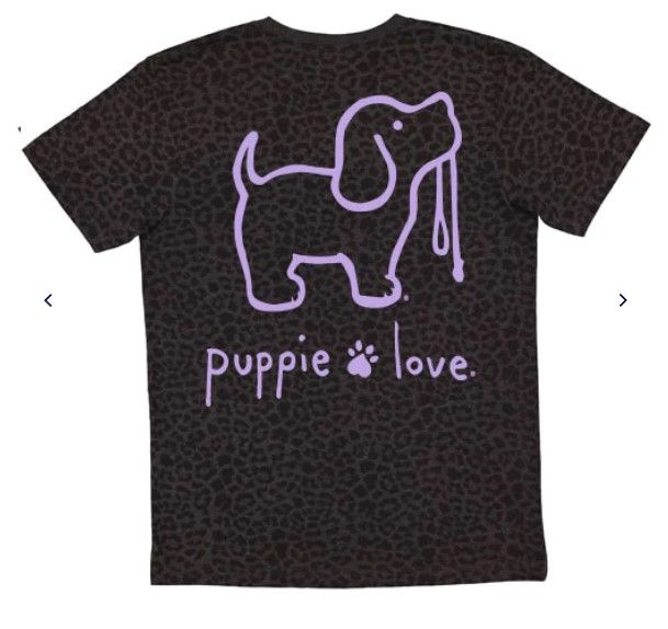 Puppie Love Black Leopard Logo Pup Tee