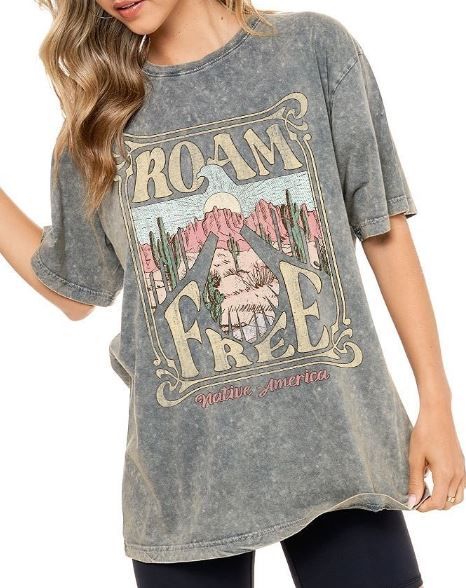 Roam Free Graphic Washed Tee