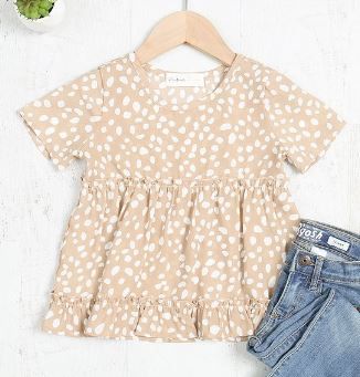 Girl's Khaki Dotted Top