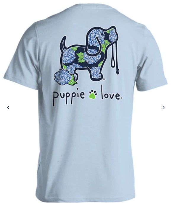 Puppie Love Hydrangea Pup Tee Lt Blue