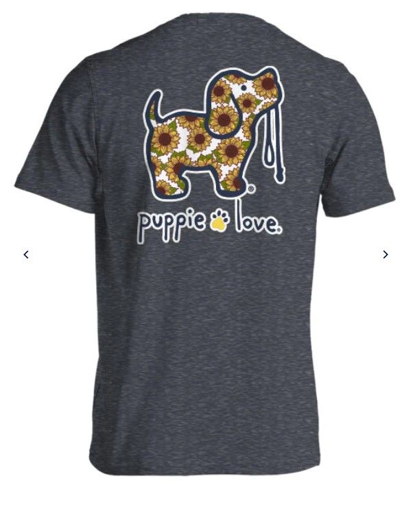 Puppie Love Sunflower Fill Pup Tee Dark Heather