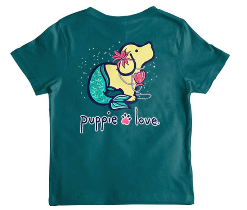 Youth Mermaid Pup Tee Deep Ocean