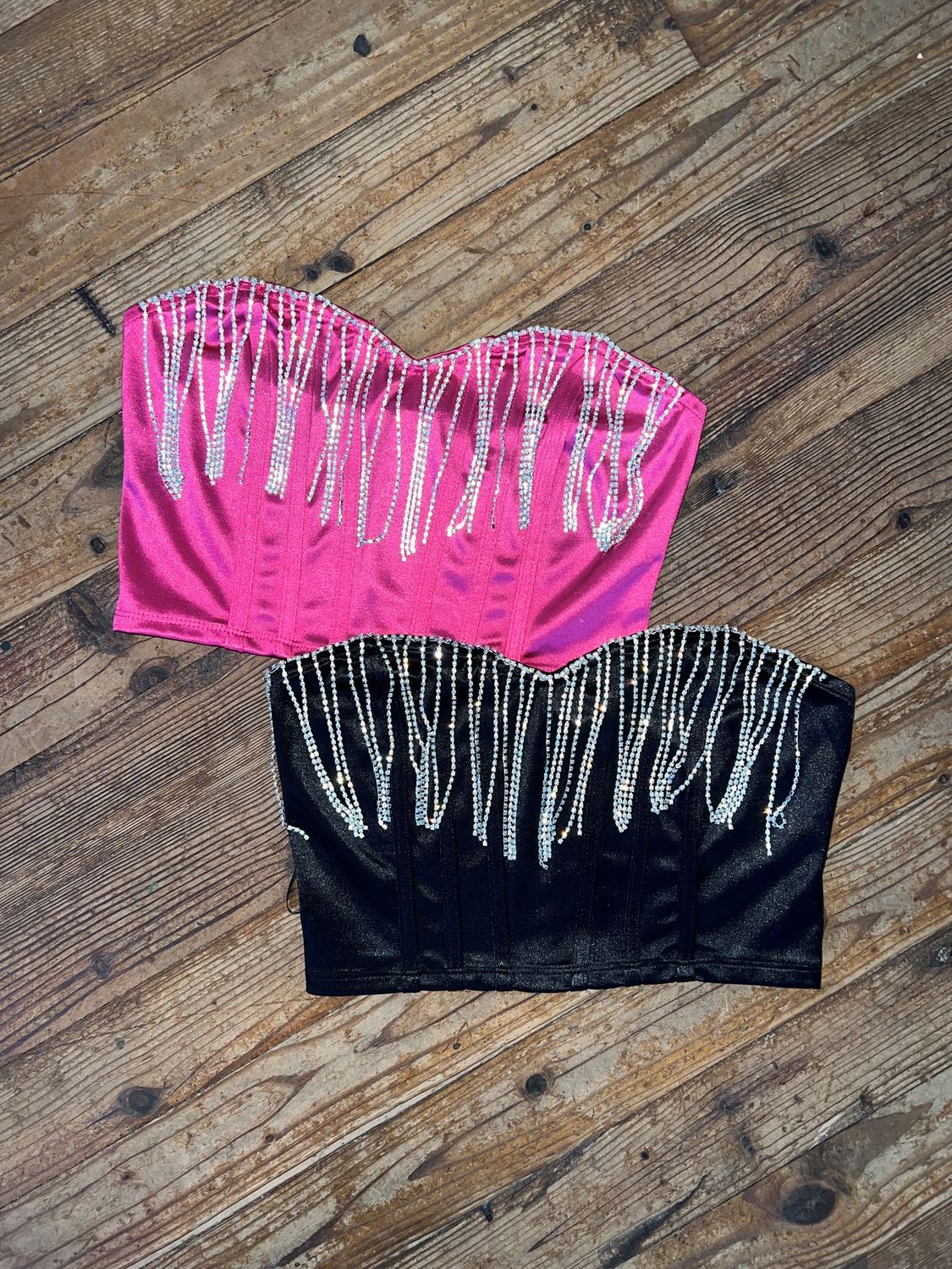 Rhinestone Fringe Cropped Top