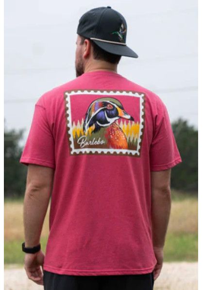 Burlebo Wood Duck Stamp Tee Heather Crimson