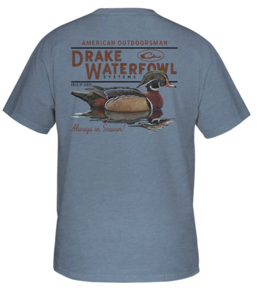 Drake Wood Duck Tee Lake Blue Youth