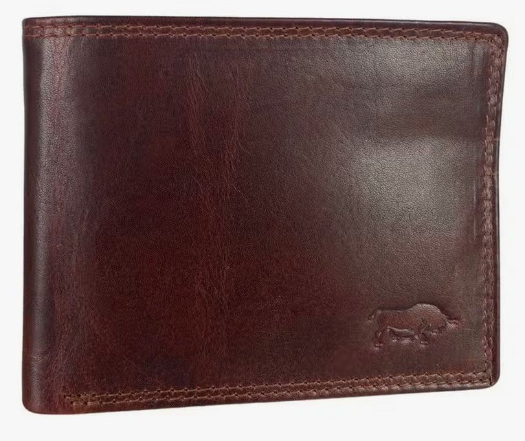 Billfold Wallet Brown Genuine Leather RFID, Color: Cognac