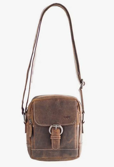 Compact Unisex Shoulder Bag Buffalo Leather