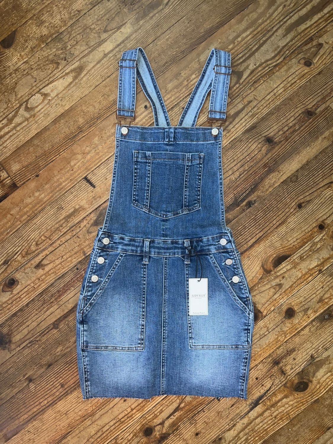 JB High-Waist Raw Hem Overall Skirt