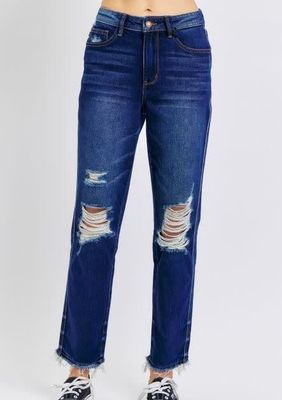 JB High-Waist Rigid Magic Heavy Destroy Straight Jeans