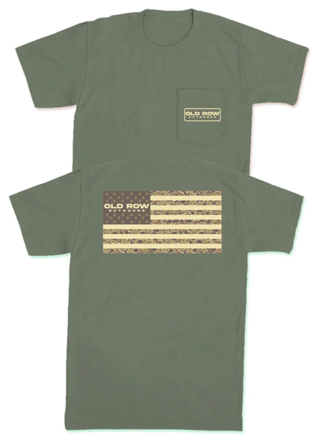 Outdoors 80s Camo Flag Moss Pocket Tee 