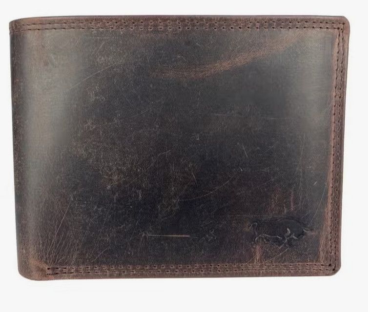 Buffalo Leather Trifold Wallet with RFID