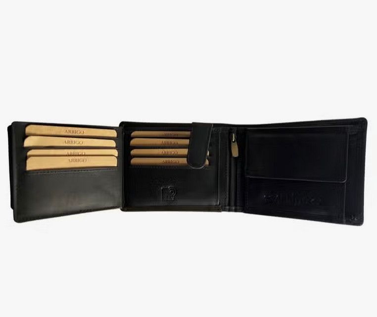 Buffalo Leather Trifold Wallet with RFID