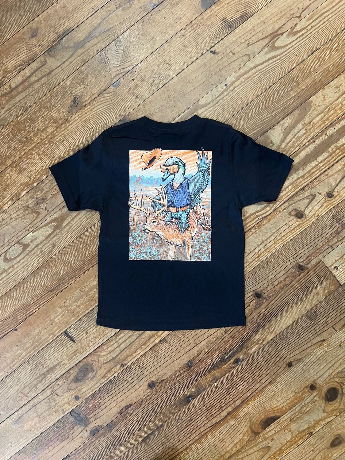 Youth Buckin' Cotton Black Tee