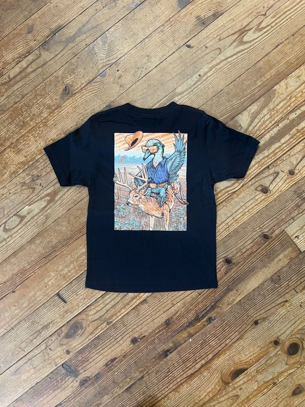 Youth Buckin' Cotton Black Tee