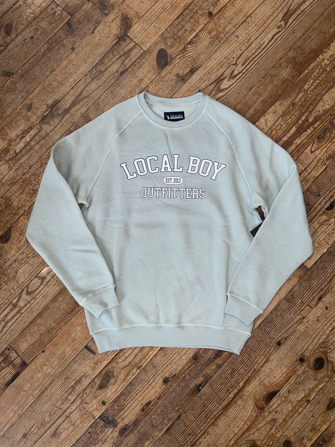Local Boy Collegiate Cotton Crewneck Dusty Green
