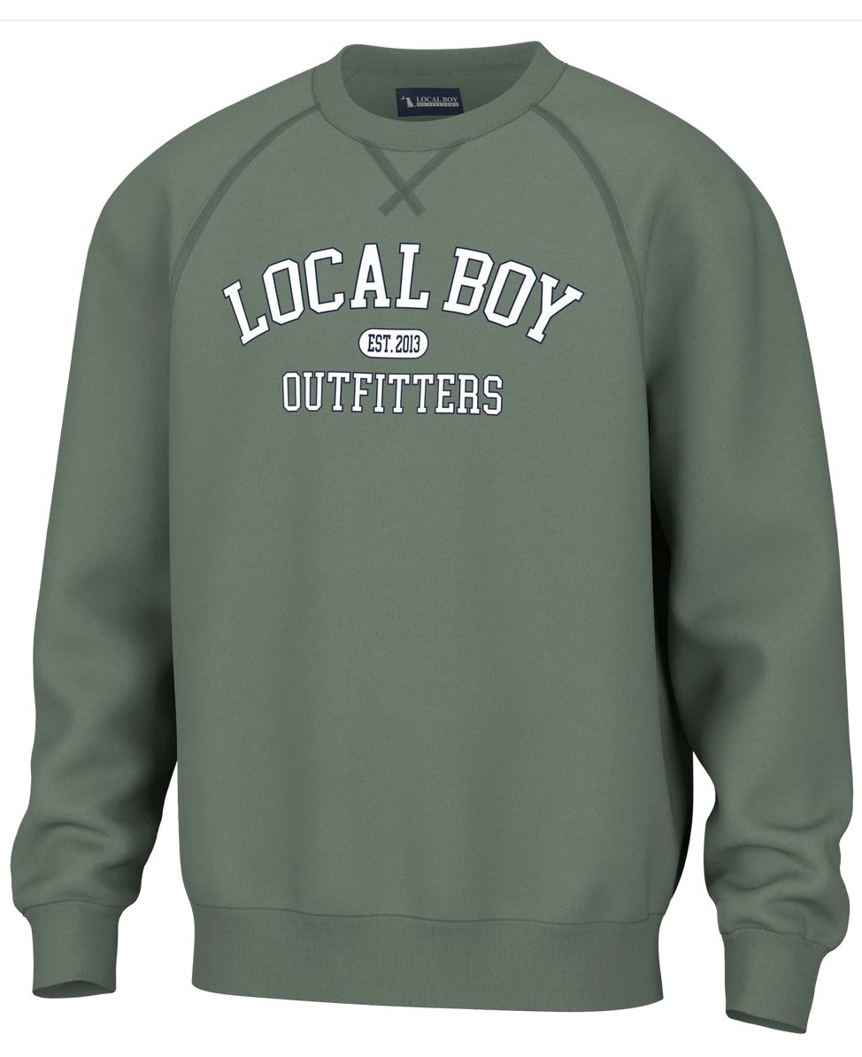 Local Boy Collegiate Cotton Crewneck Dusty Green