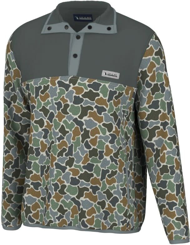 Local Boy 1/4 Snap Pullover Forest Camo Bluff