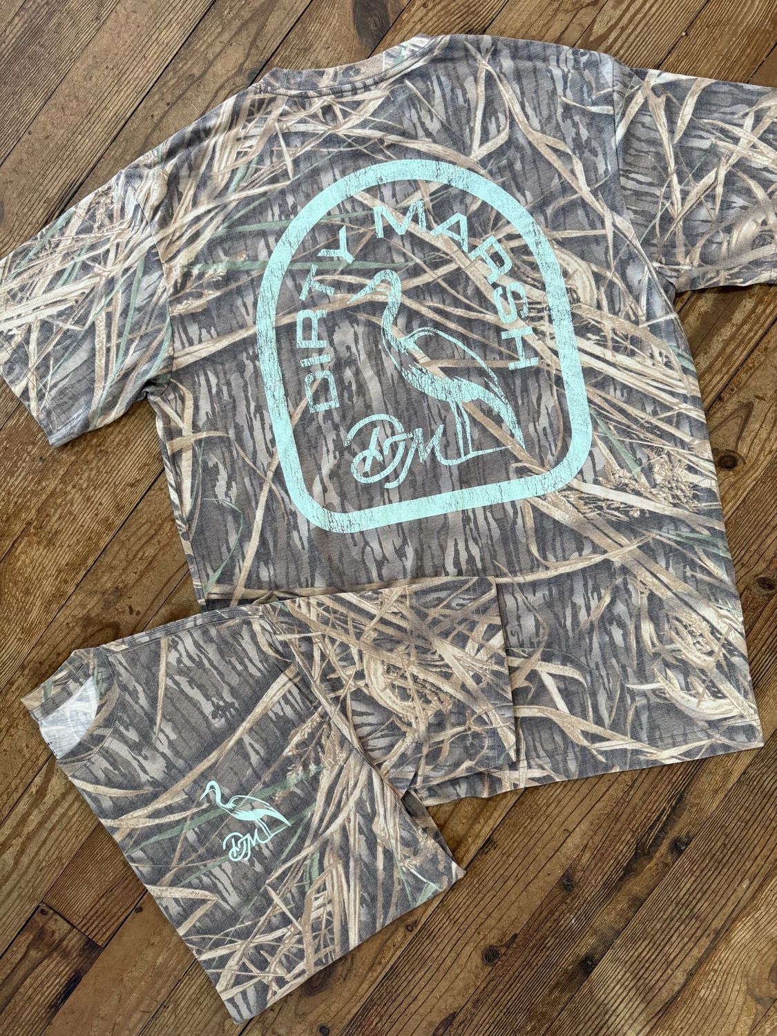 Dirty Marsh Blue Vintage Mossy Oak Camo Tee