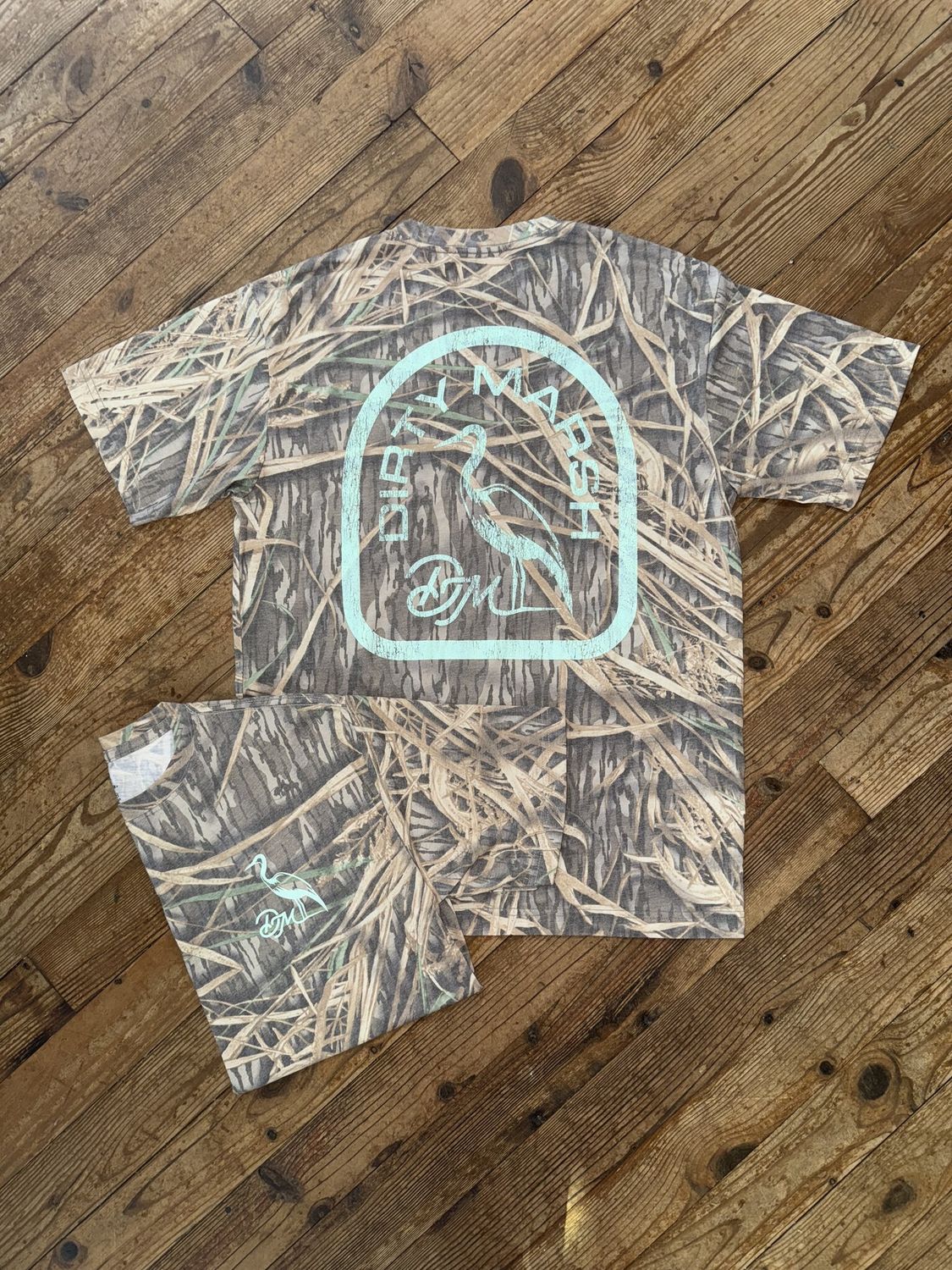 Dirty Marsh Blue Vintage Mossy Oak Camo Tee