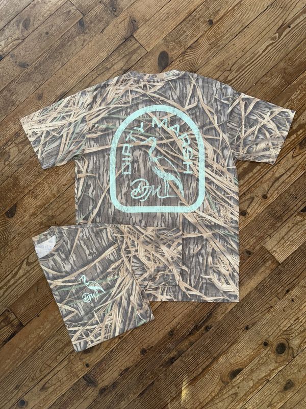 Dirty Marsh Blue Vintage Mossy Oak Camo Tee
