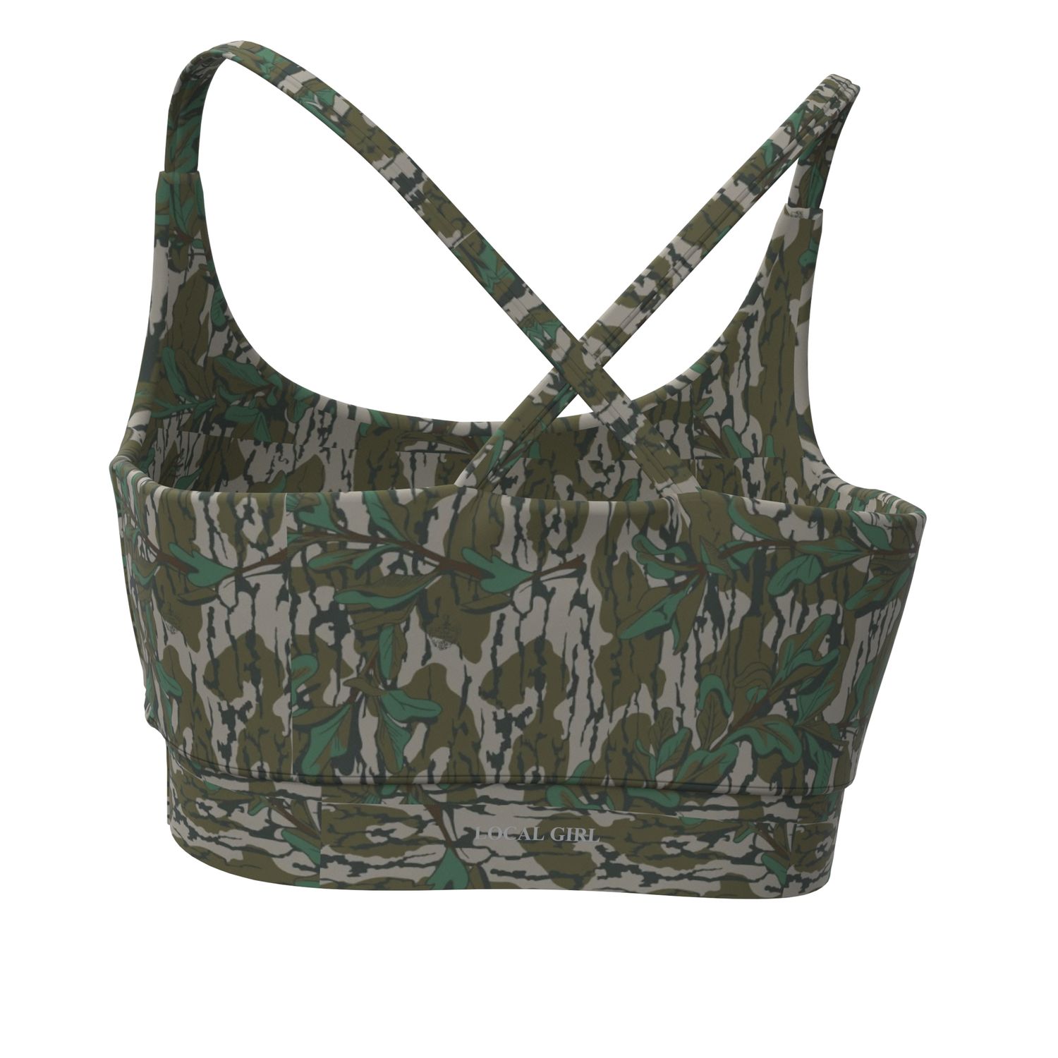 Local Girl Camo Sports Bra Green Leaf