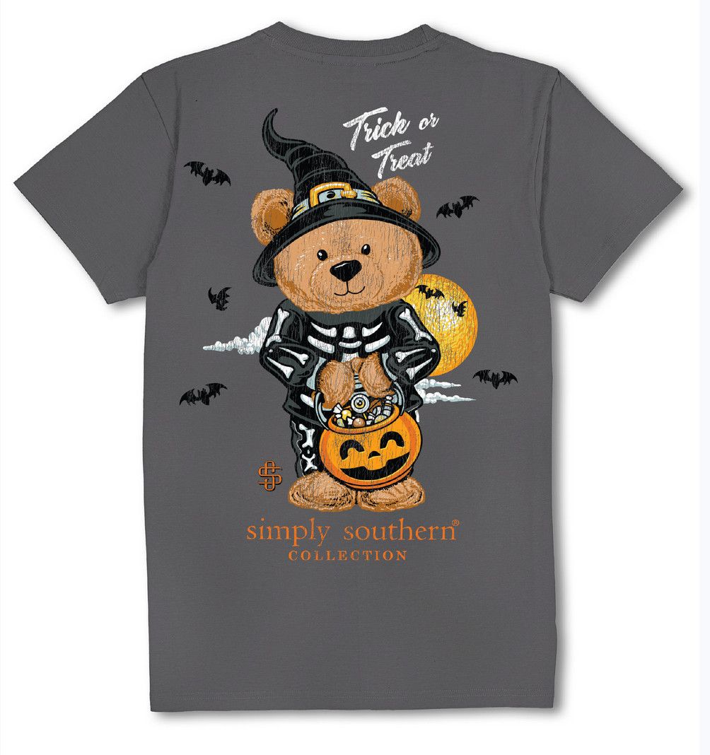 Halloween Teddy Tee Washed Coal