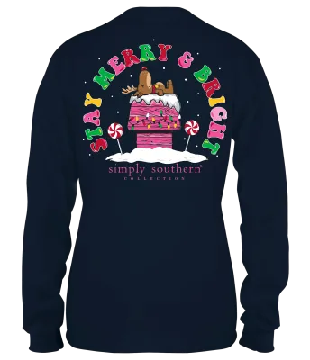 Youth Merry and Bright Deer L/S Tee Navy