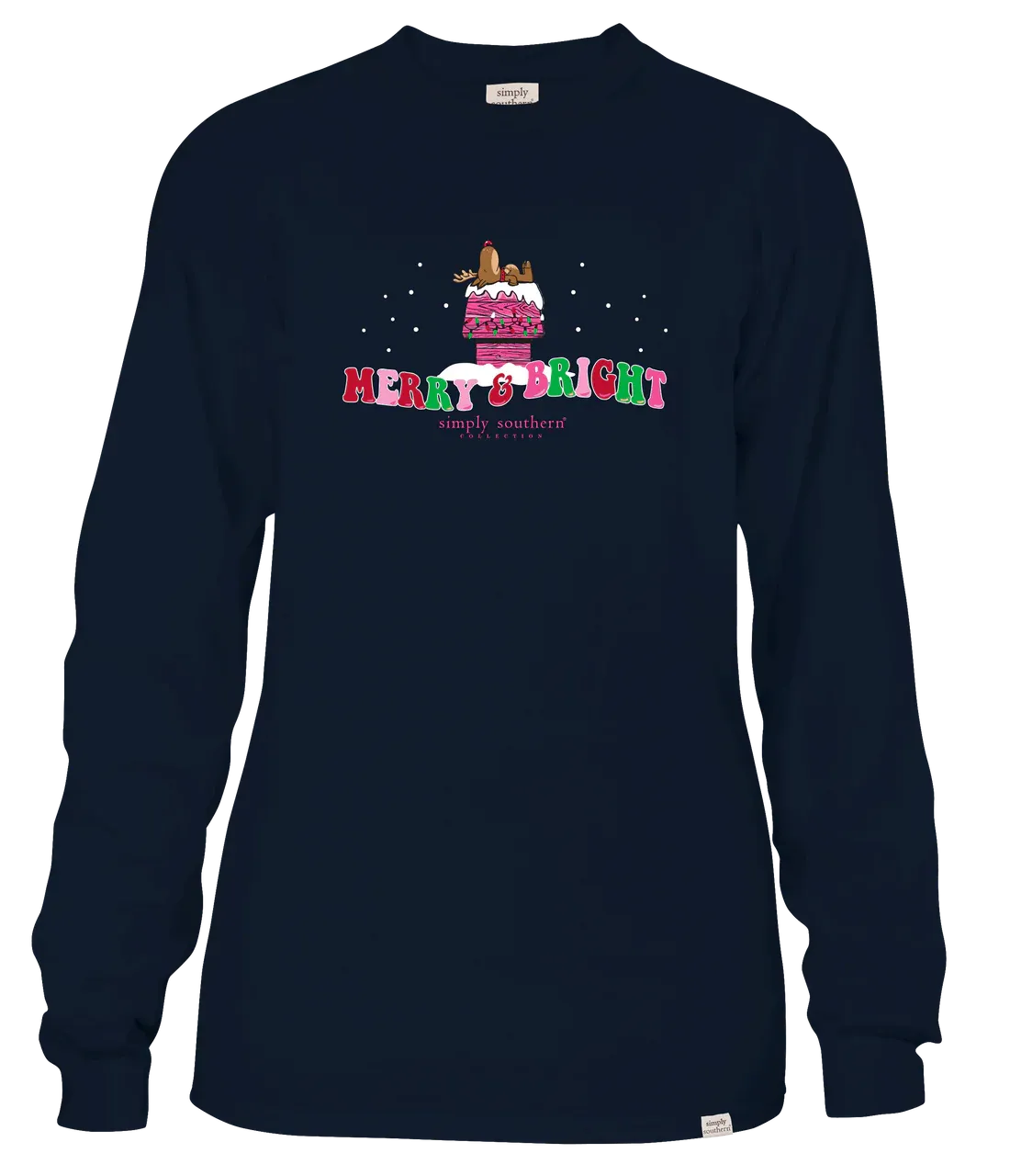 Youth Merry and Bright Deer L/S Tee Navy