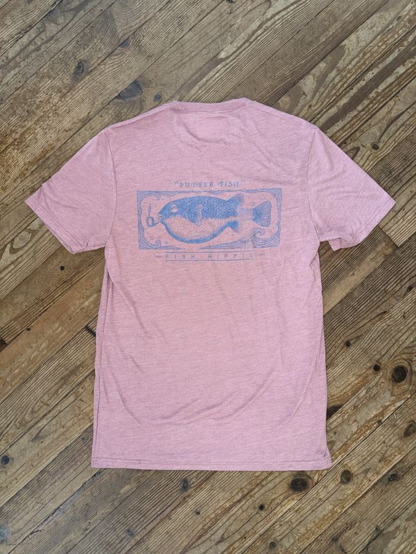 Fish Hippie Puffer Fish Flatwater Salt Pink Tee