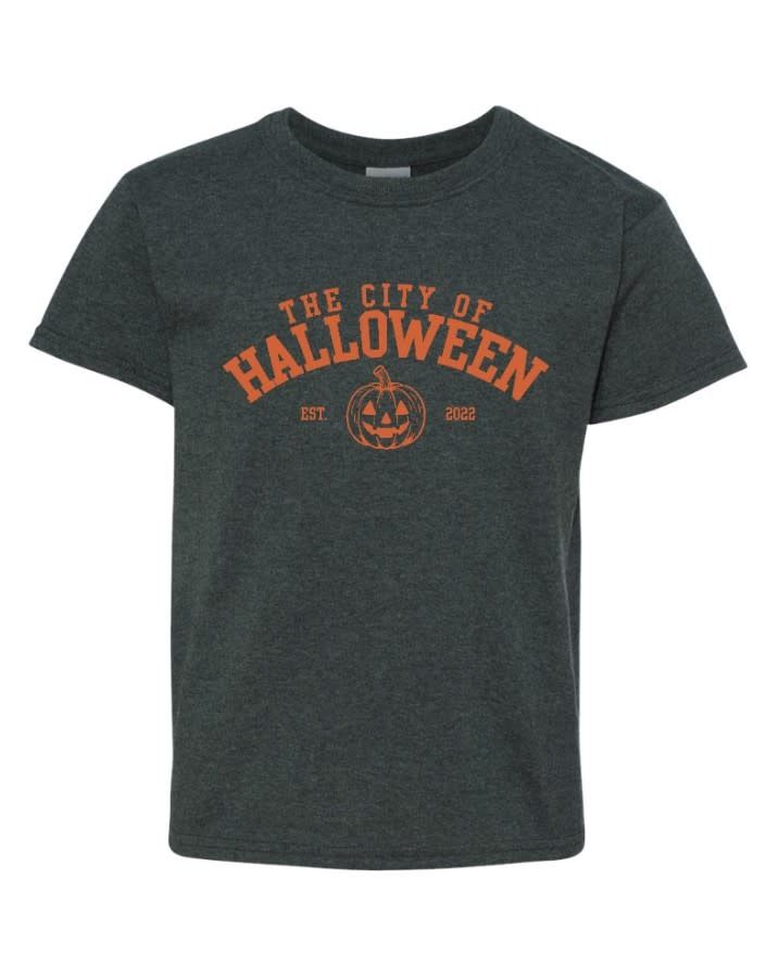 Youth City of Halloween Tee Dark Heather