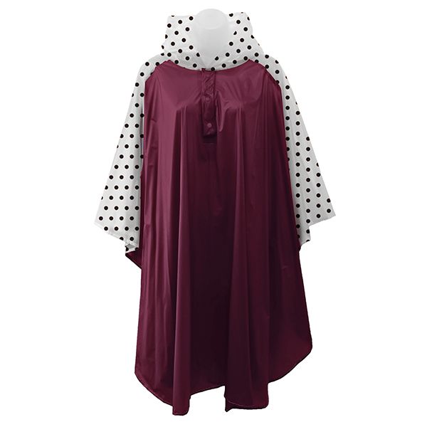 Rain Poncho Maroon - Black