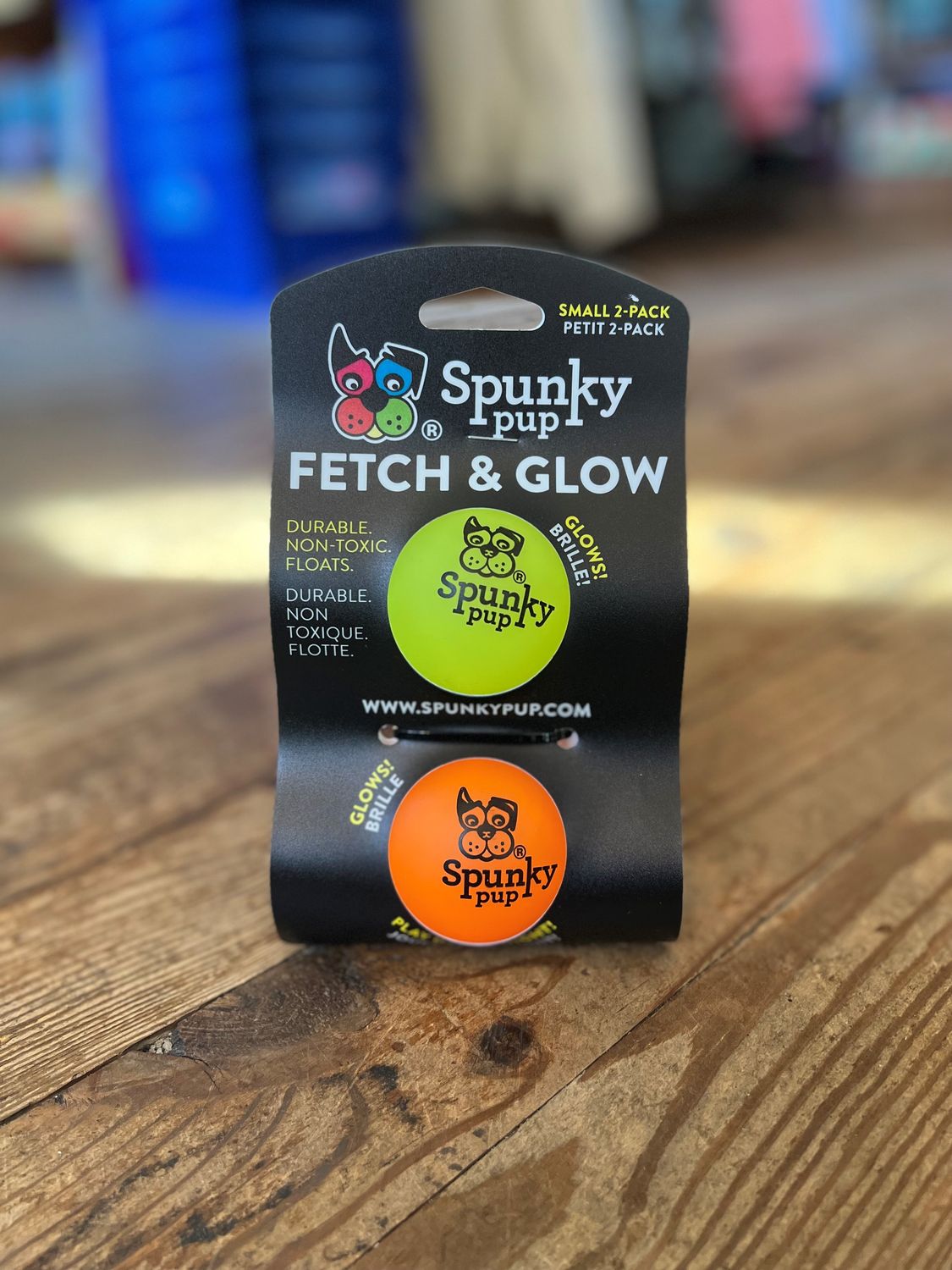Spunky Pup Fetch &amp; Glow Ball 2PK Small