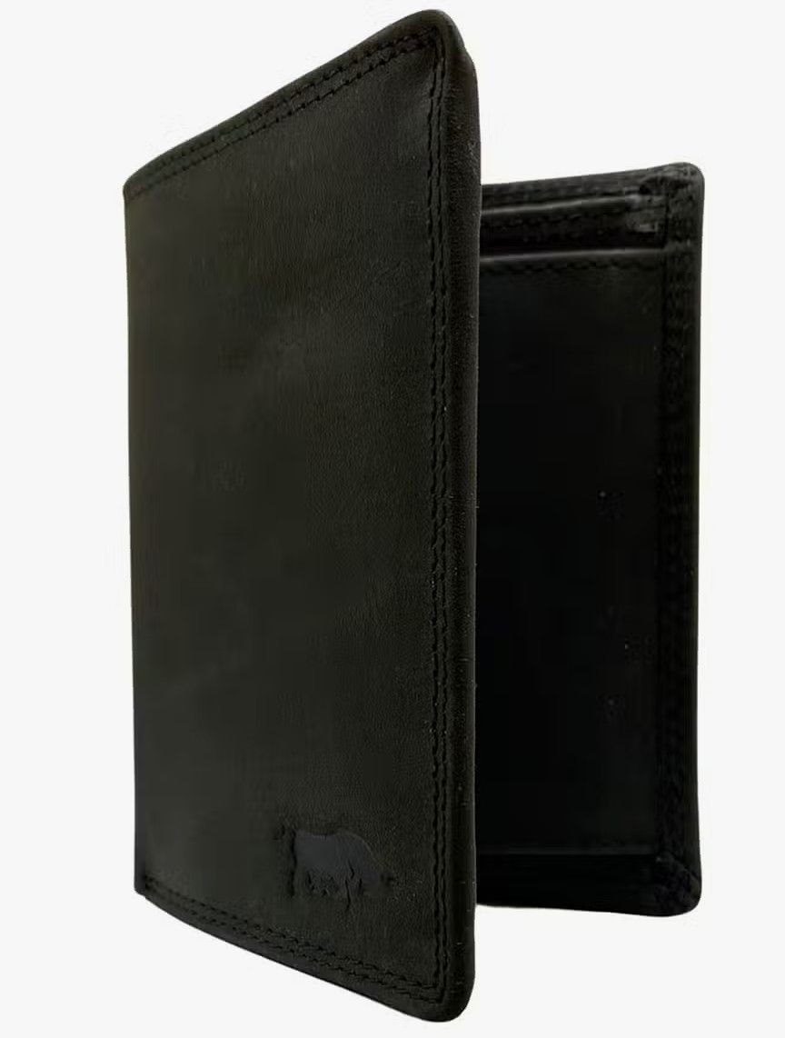 Men's Leather Wallet Black Buffalo