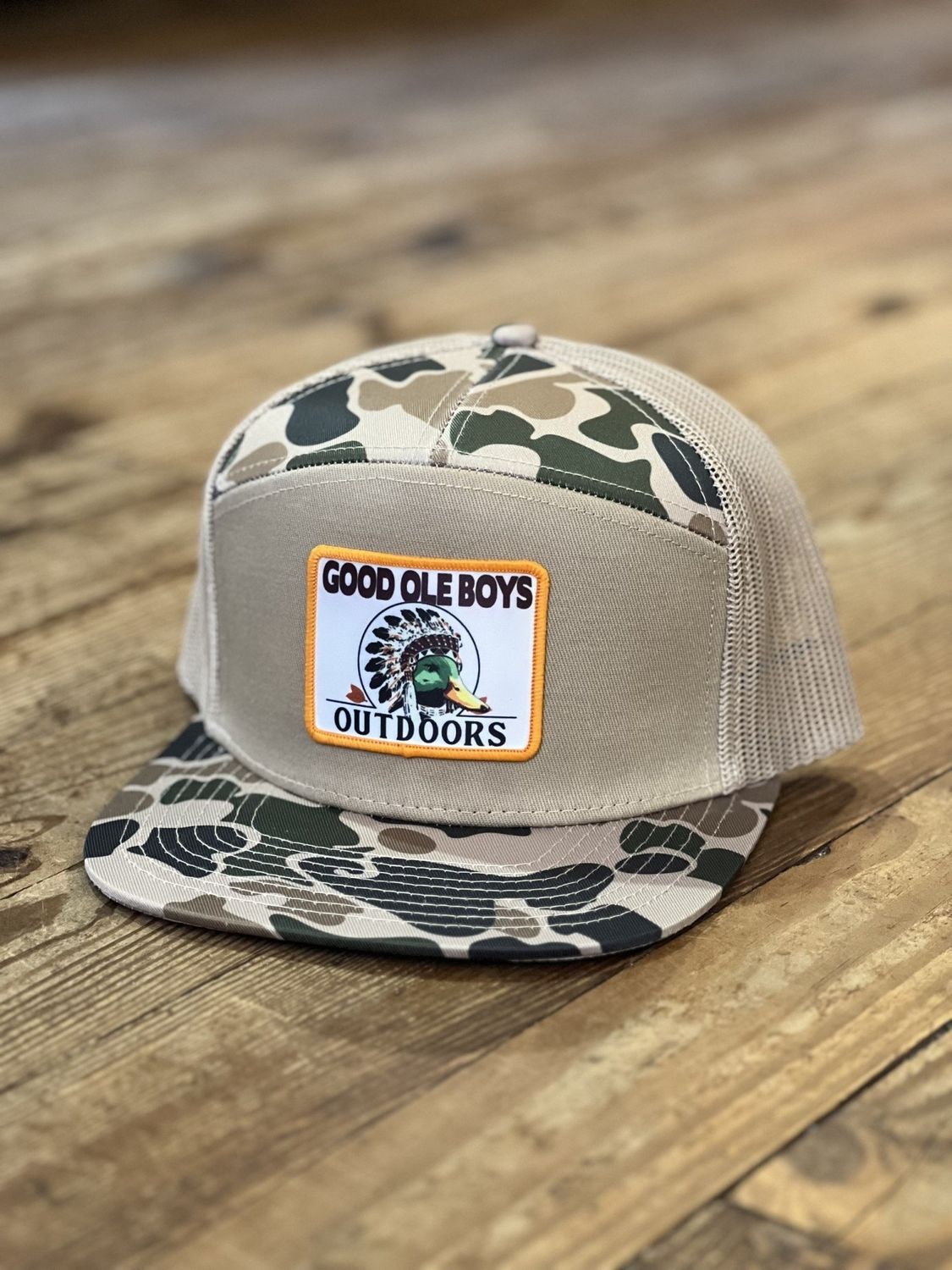 Good Ole Boy 7 Panel Red Man Patch OSC Khaki Hat