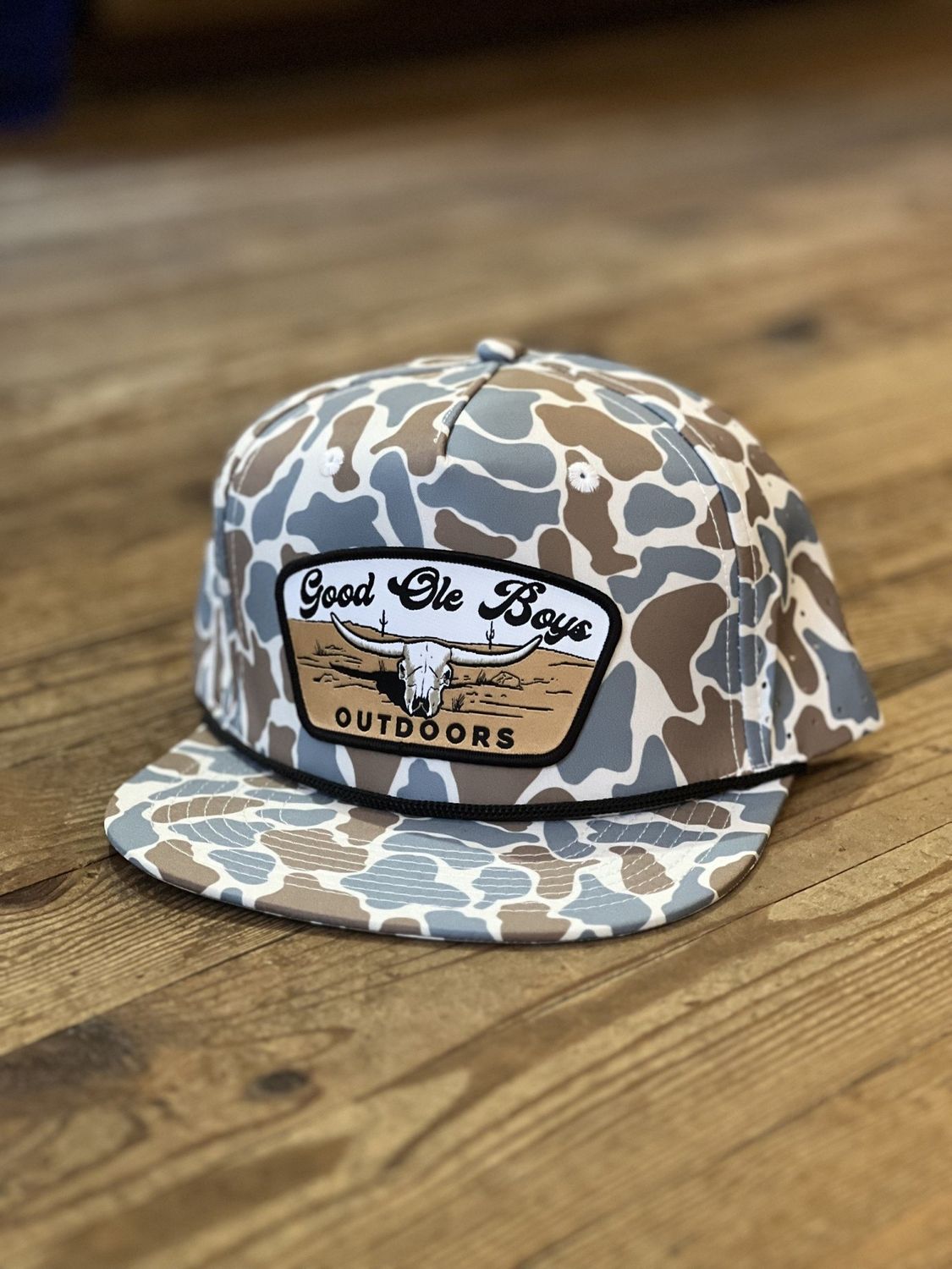 Good Ole Boys Cattle Skull Patch Hat Old School Camo Blue