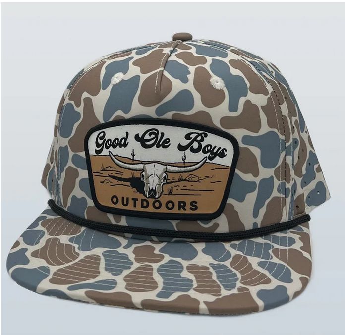 Good Ole Boys Cattle Skull Patch Hat Old School Camo Blue