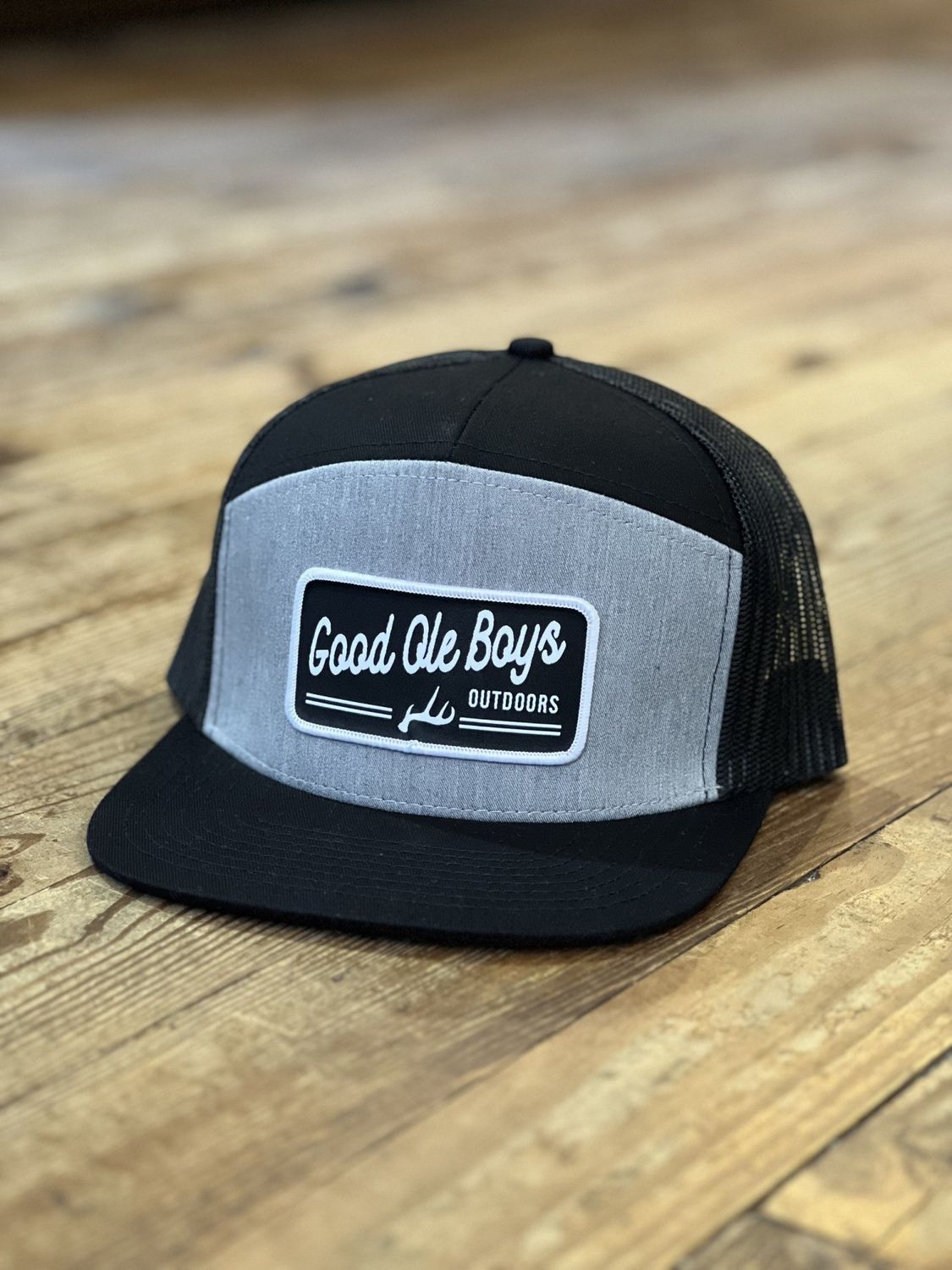 Good Ole Boy 7 Panel Antler Patch Heather Black Hat