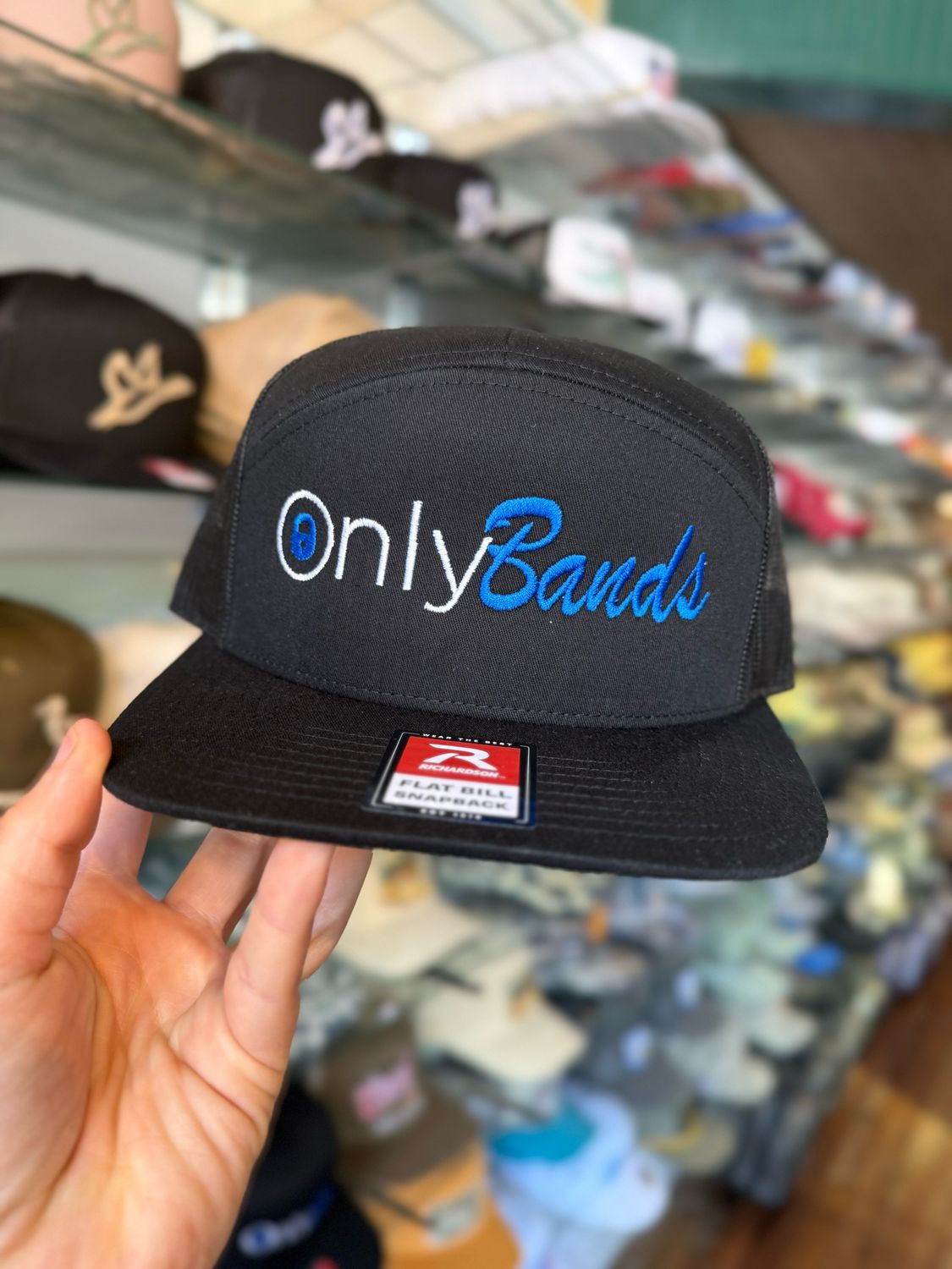 OnlyBands Black 7 Panel Hat