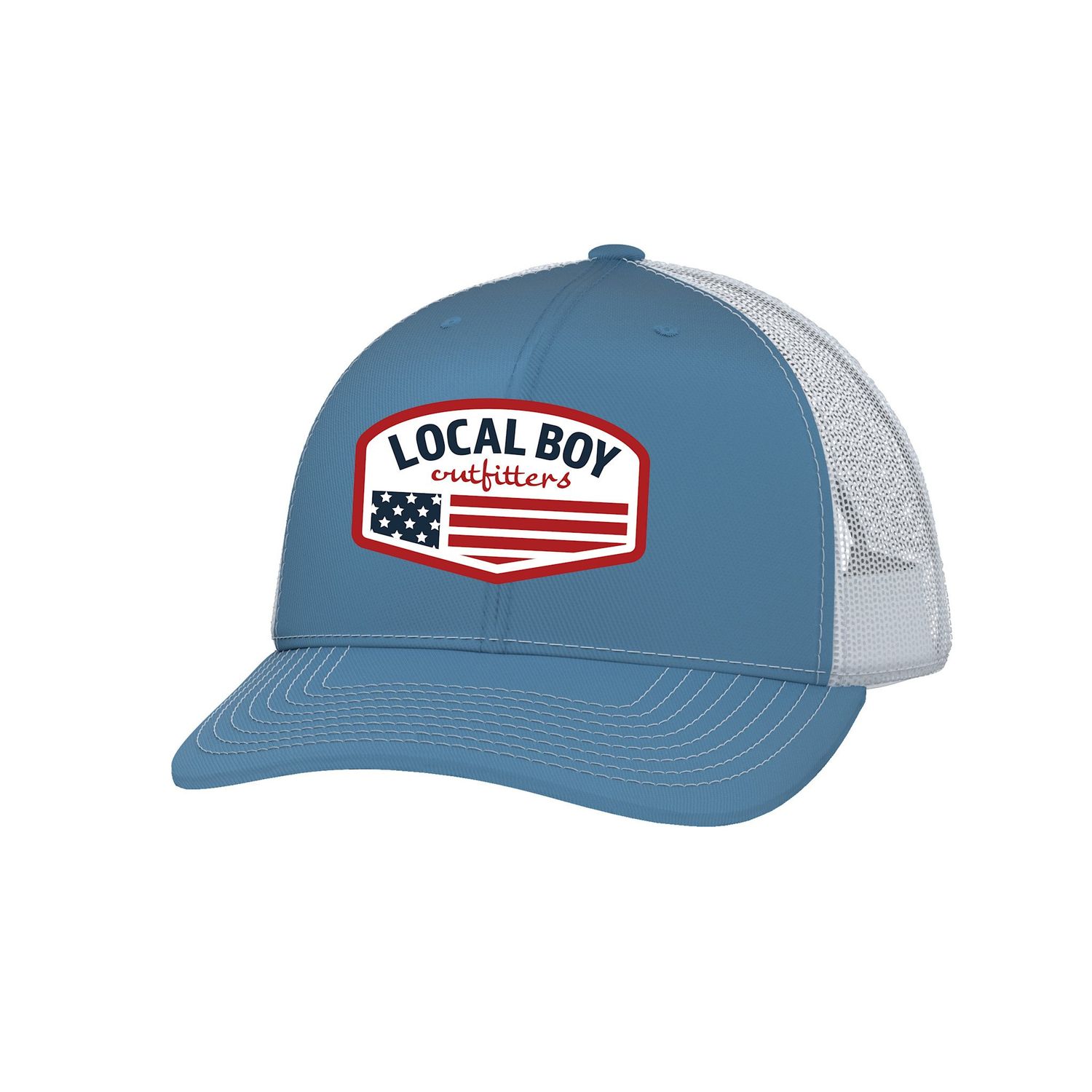 Local Boy Youth Flag Badge Trucker Hat Columbia Blue/White