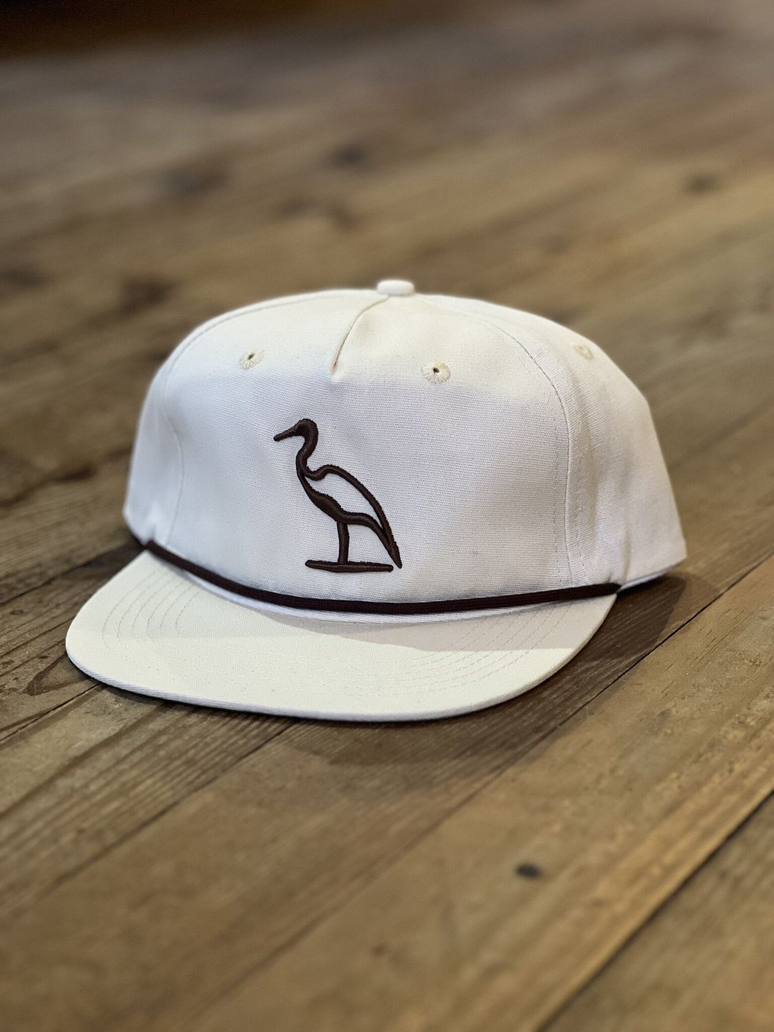 DM Heron Embroidered Cream Rope Hat