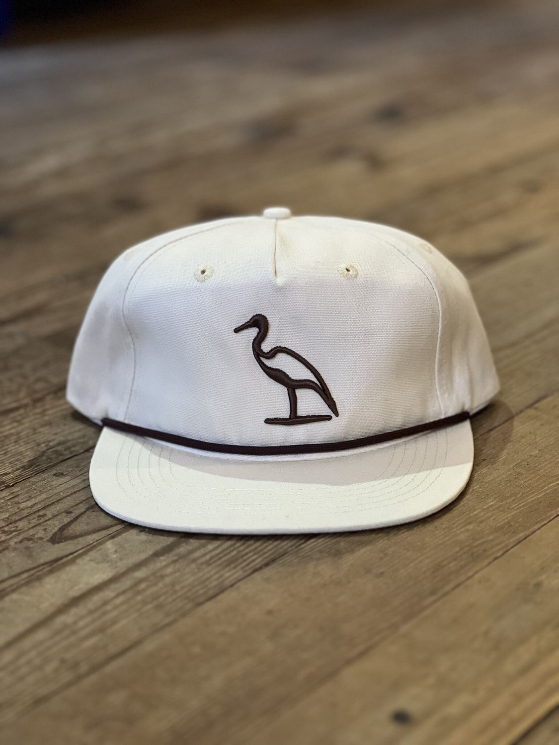 DM Heron Embroidered Cream Rope Hat