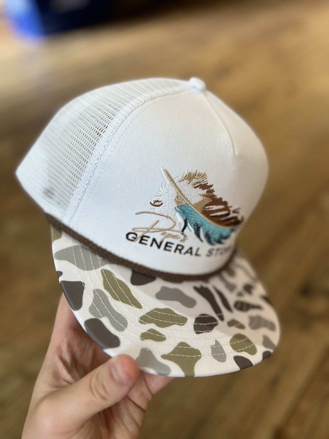 PGS Feather White Camo Rope Hat